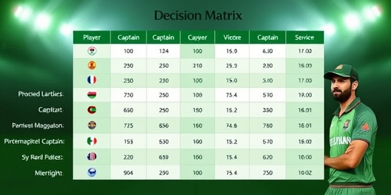 BDGWin India captain decision matrix